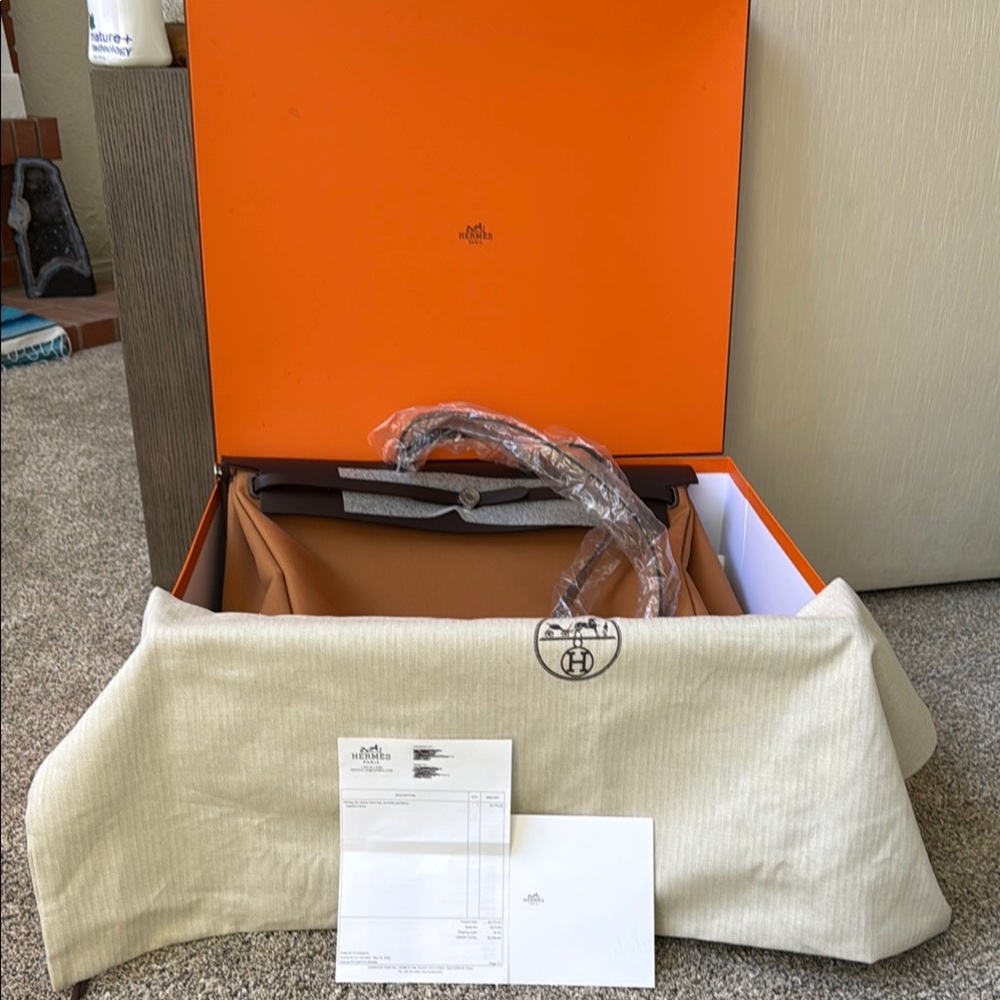 NIB Hermès Herbag Cabine Zip Verso Dune, Etoupe, Ebene